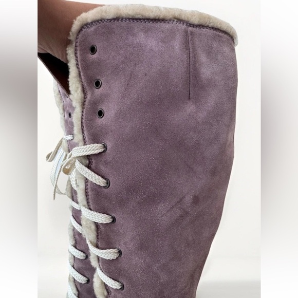 Vintage 90s Y2K Marc Jacobs Castoro Fur Lined Lace up Pink Blush Suede Heel Boot - Picture 6 of 13